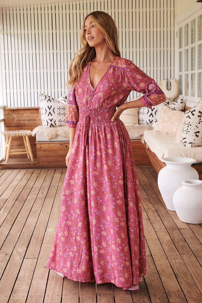 rose print maxi dress