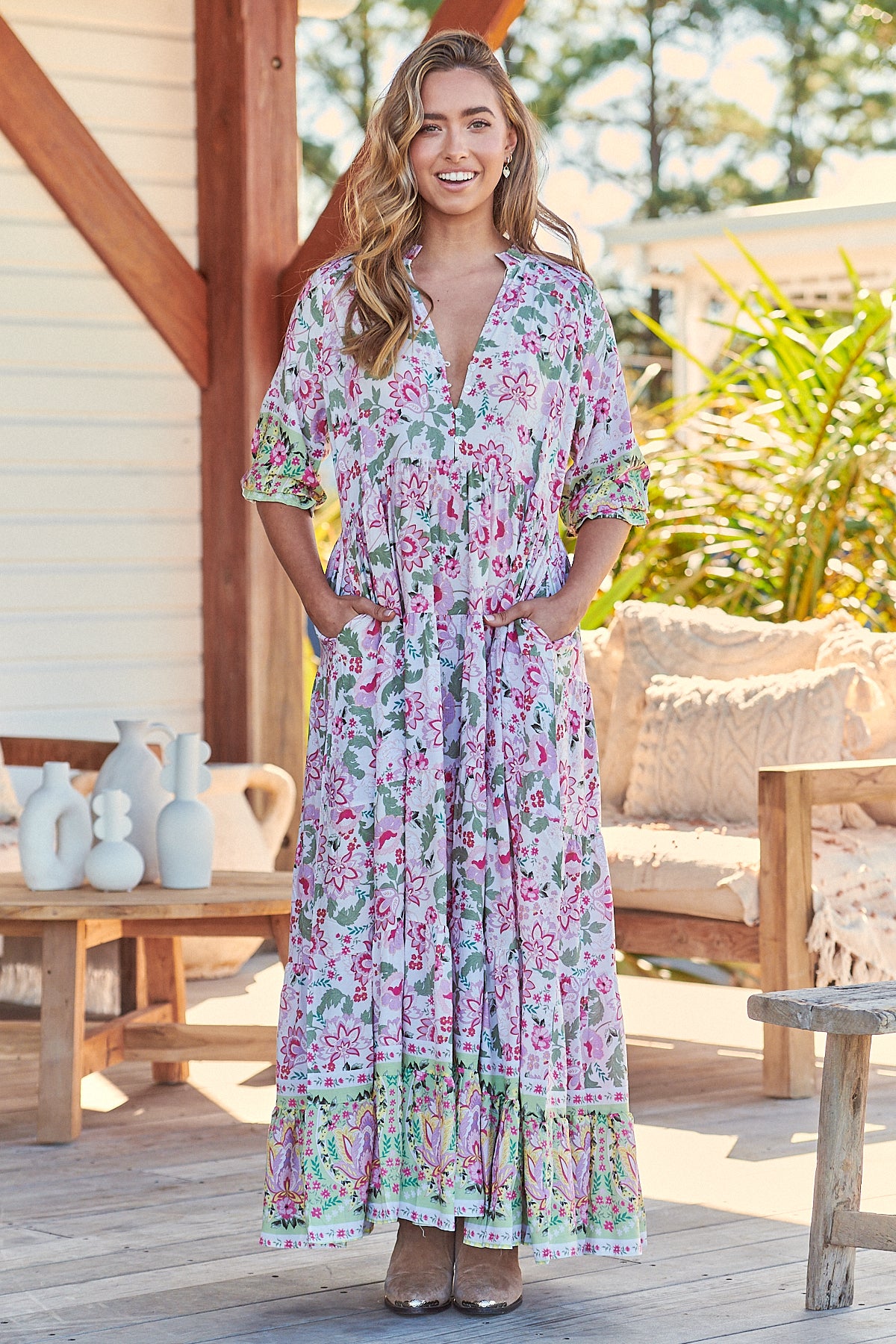 Sakura Print Tillie Maxi Dress - Lilac and Mila