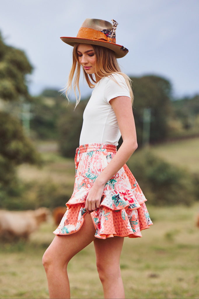 Fleur Print Miri mini Skirt by Jaase - Lilac and Mila